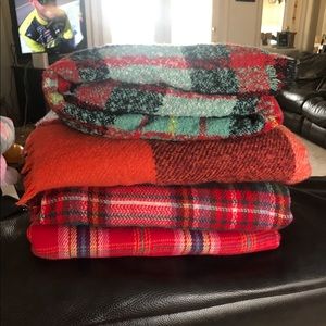 FOUR LARGE BLANKET SCARVES